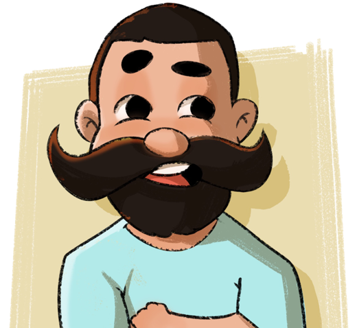 Hasan's illustrated avatar, head and shoulders